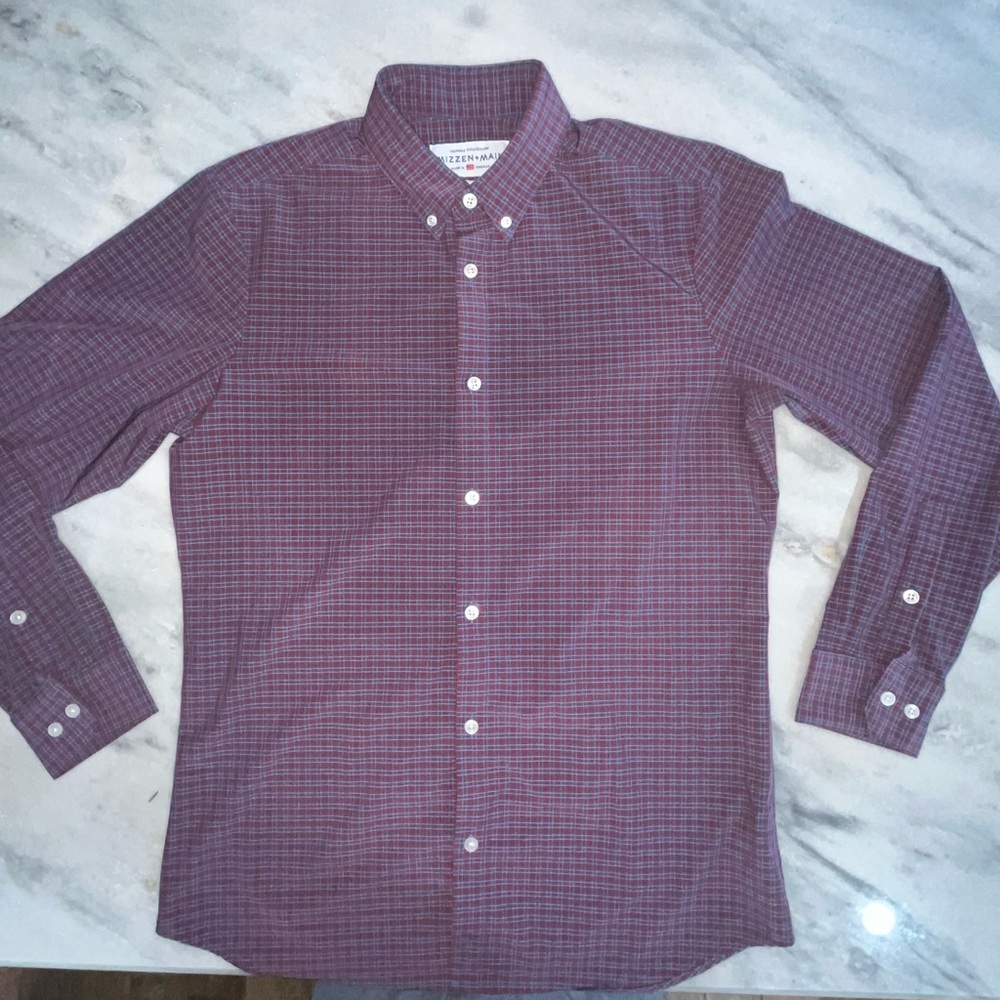 Mizzen+Main Red and White Casual Button Down Shirt